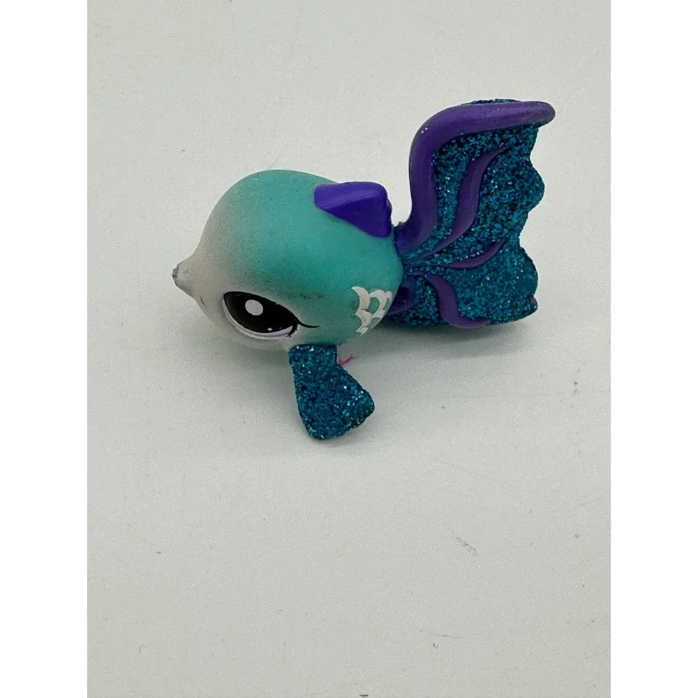 Littlest‎ Pet Shop Fish Blie Sparkle Glitter Fins Teal Purple 2129 LPS